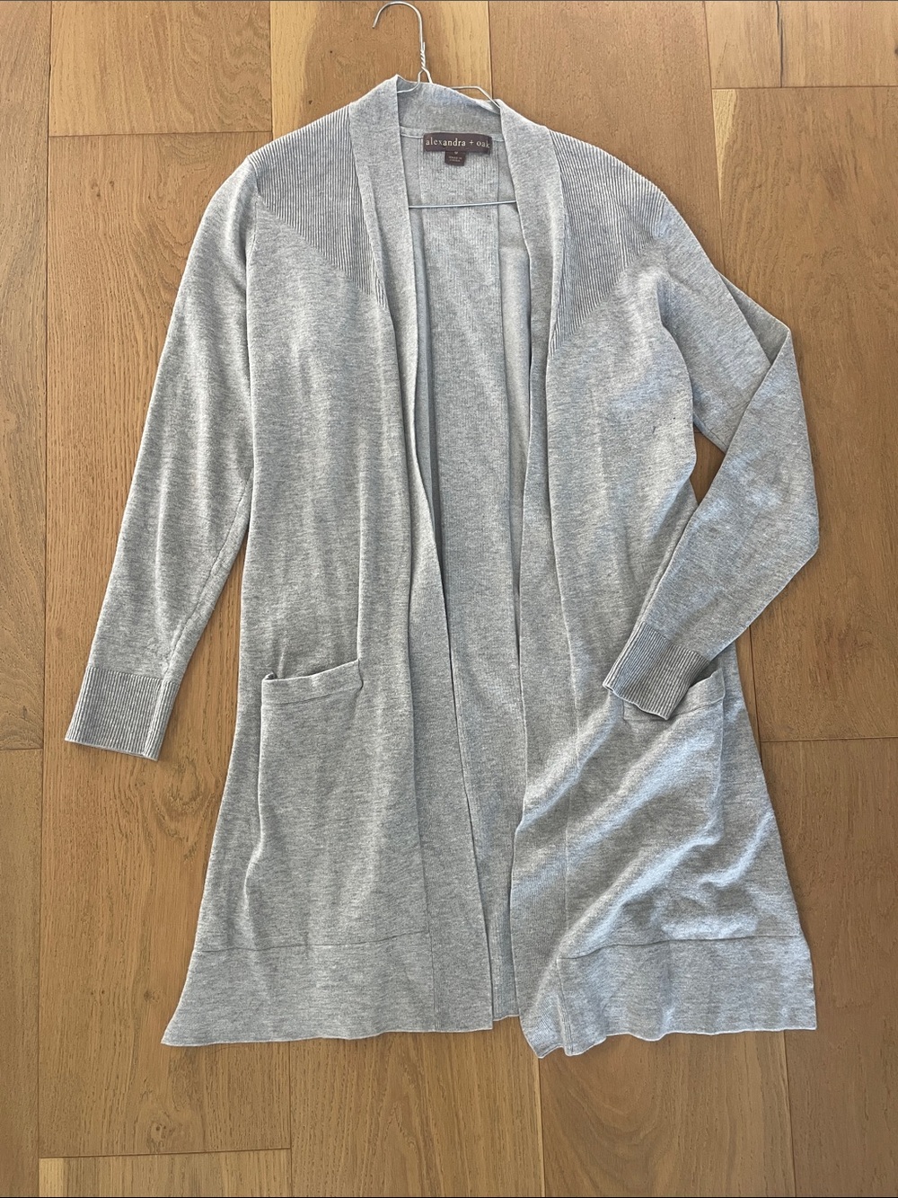 Alexandra & Co. Light Gray Open-Front Long Cardigan